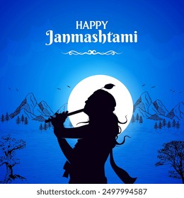 happy janmashtami night theme poster design for social media with lord krishna - Powered by Shutterstock