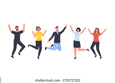 Happy Jumping Group People Healthy Lifestyle Stock Illustration ...