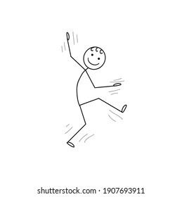 Happy Jumping Stick Man Isolated On Stock Illustration 1907693911 ...