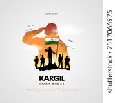 happy kargil vijay diwas. vector illustration of Indian army with flag. abstract illustration design