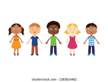 Happy Kids Different Races Illustration Group Stock Illustration ...