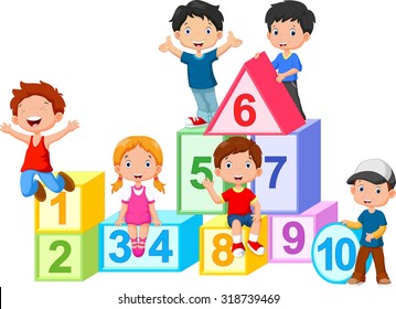 Happy Kids Numbers Blocks Stock Illustration 318739469 | Shutterstock