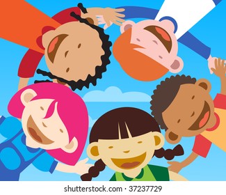 Happy kids smiling, facing toward camera - Powered by Shutterstock