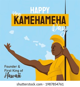 Happy King Kamehameha Day Blue Hawaii founder and First King of Hawaii, king kamehameha - Powered by Shutterstock