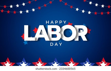 Happy Labor Day poster template. USA Labor Day celebration with American flag banner - Powered by Shutterstock