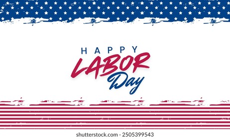 Happy Labor Day poster template. USA Labor Day celebration with American flag banner - Powered by Shutterstock