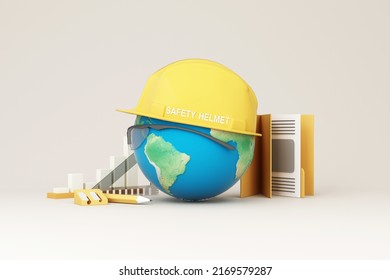 Happy Labour Day concept. 1st May- International labor day concept. Labor safety and right at Workplace. World Day for Safety and Health at Work concept. Safety first for worker. 3d rendering - Powered by Shutterstock