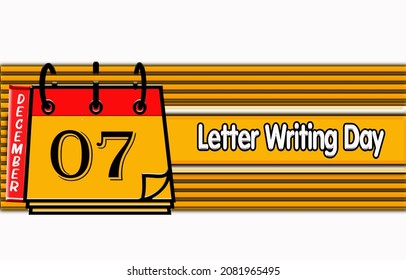 Happy Letter Writing Day, December 7.Calendar On Workplace Neon Text Effect On White Background, Empty Space For Text, Copy Space Right