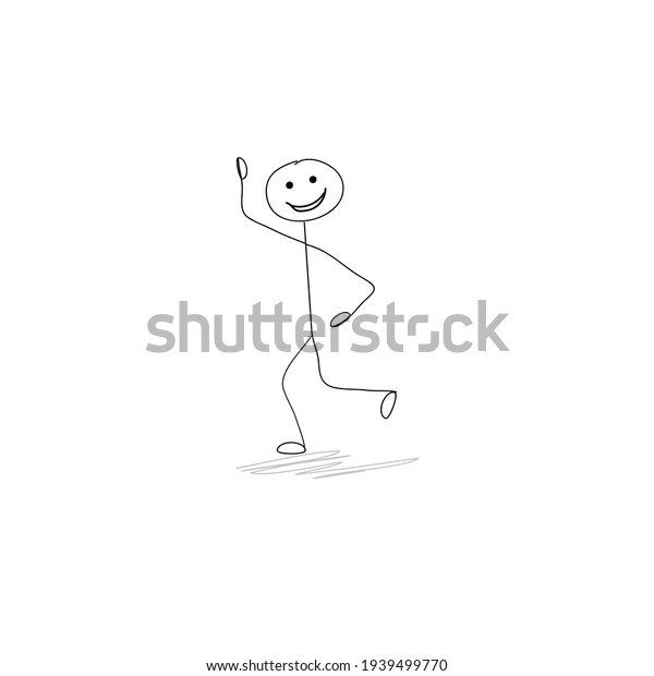 Happy Little Man Silhouette Sketch Walking Stock Illustration ...