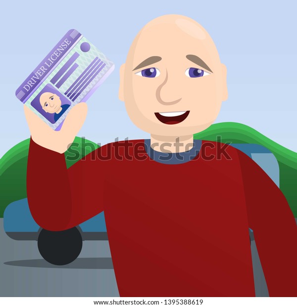 Happy man pass driving exam concept background.\
Cartoon illustration of happy man pass driving exam concept\
background for web\
design