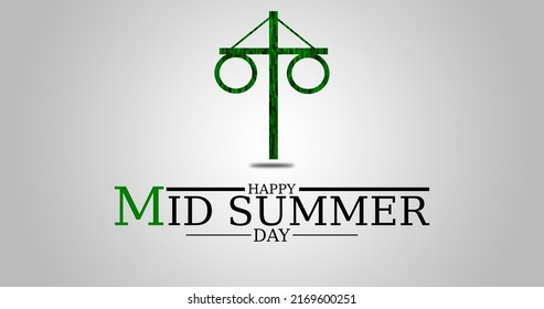 Happy Mid Summer Day Poster Background With Maypole