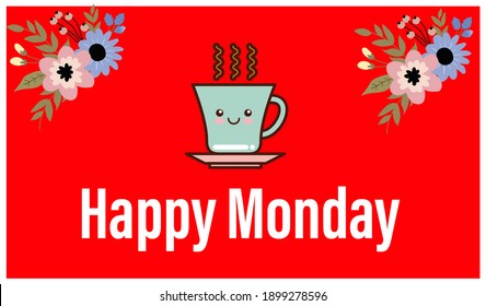 Happy Monday Red White Design Background Stock Illustration 1899278596 ...