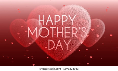 Happy Mother's Day Animation With Romantic Background, Hearts And Text. 13th May, Greeting, Mom Love 
