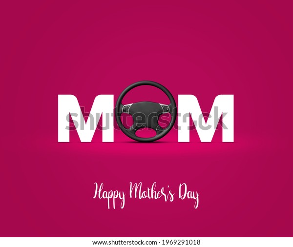 Happy Mother\'s\
day, Mother\'s day automobile or car brand concept. Mom with car 3d\
staring Mother\'s day\
concept.