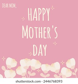 happy mother's day greeting card with flowers. pink beige white theme design vector illustration - Powered by Shutterstock