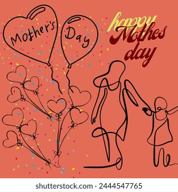 Happy Mothers Day lettering. Handmade calligraphy vector illustration. Mother's day card with heart and sketch - Powered by Shutterstock