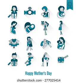 Happy Mothers Day Simple Flat Icons Stock Vector (Royalty Free) 273109037