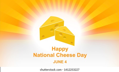 Happy National Cheese Day lettering on colourful sunbeam background. National Cheese Day Poster and banner, June 4 - Design illustration - Powered by Shutterstock