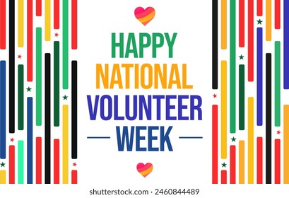 Happy National Volunteer Week wallpaper in colorful shapes and greetings. Week is observed to celebrate volunteers, backdrop design - Powered by Shutterstock