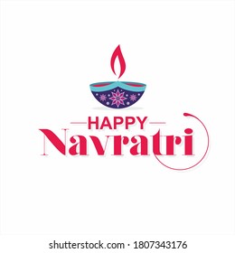 Happy Navratri or Shubh Navratri Banner on White Background - Indian Festival - Powered by Shutterstock