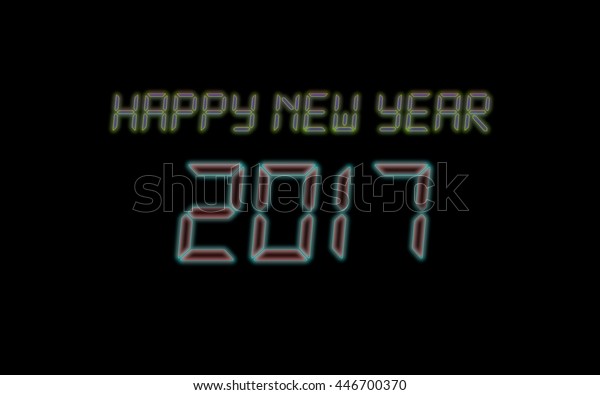Happy New Year 17 Digital Font のイラスト素材