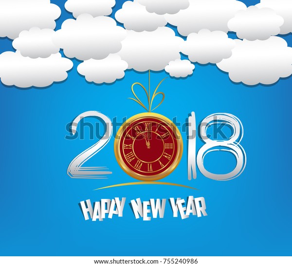 Happy New Year 18 Clock Cloud のイラスト素材