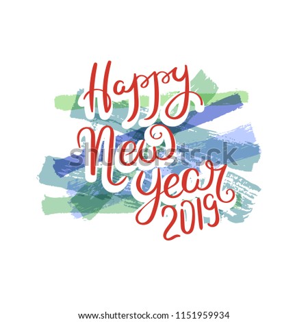 Happy New Year 2019 Hand Drawn Stock Illustration Royalty Free
