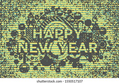 Happy New Year 2020 Retro Vintage Cool Art For Slideshow, Business Cards, Art Projects, Banners, Presentation, Books, Brochures, Website, Animation, Poster