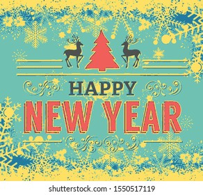 Happy New Year 2020 Retro Vintage Cool Art For Slideshow, Business Cards, Art Projects, Banners, Presentation, Books, Brochures, Website, Animation, Poster