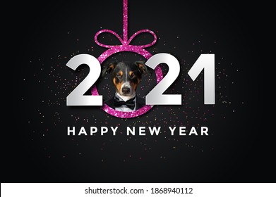 Happy New Year 2021 With A Dog, Appenzeller Sennenhund