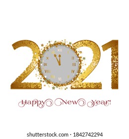 Happy New Year 2021 Golden Stars Stock Illustration 1842742294 ...