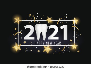 happy new year 2021. 2021 with tooth sign - Powered by Shutterstock