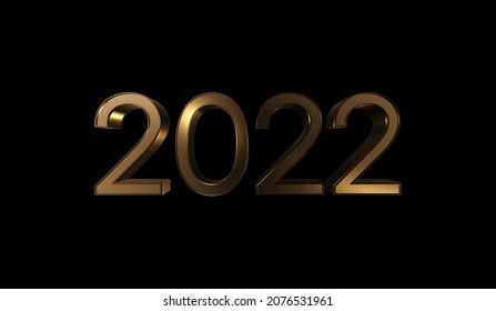 Happy New Year 2022 3D Gold Text