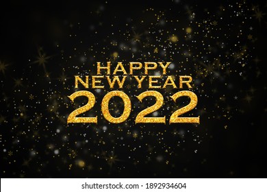 Happy new year 2022 black and golden poster. 3d illustration 3d rendering. year 2022 poster. 2022 post. new year background.