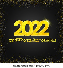 Happy new year 2022 black and golden poster. 3d illustration 3d rendering. year 2022 poster. 2022 post. new year background. 