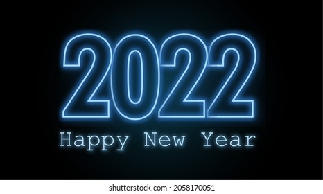 Happy New Year 2022, Blue Neon