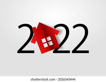 Happy New Year 2022. Year 2022 With House Icon 