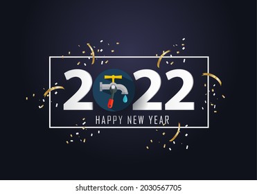 Happy New Year 2022 Year 2022 With Plumbing Icon 