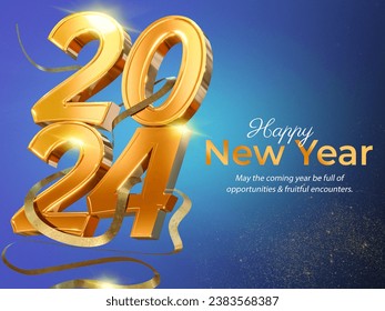 Happy new year 2024 illustration with beautiful colorful background and typography poster - Powered by Shutterstock