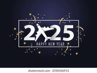 happy new year 2025. year 2025 with airplane  - Powered by Shutterstock