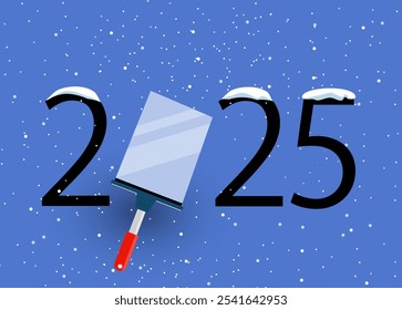 happy new year 2025. 2025 with Glass scraper glides. Window cleaning service concept  - Powered by Shutterstock