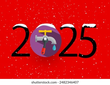 Happy new year 2025 Year 2025 with plumbing icon  - Powered by Shutterstock