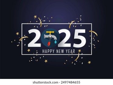 Happy new year 2025 Year 2025 with plumbing icon  - Powered by Shutterstock