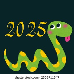 Happy New Year 2025 text design snake year. Brochure design template, card, banner. Vector illustration. Isolated on black background. - Powered by Shutterstock