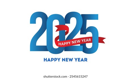 Happy New Year 2025 text design. Cover of business diary for 2025 new year with wishes. Happy New Year 2025 with calligraphy and blue brush-painted text effects. - Powered by Shutterstock