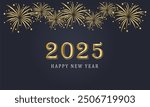 Happy new year. black background. flat illustration. golden Happy New Year lettering black background. holiday concept. banner, poster and card. Jpeg format.	