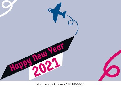 Happy new year greeting card abstract background with blank copy space for text, aeroplane decorative pattern, graphic design illustration wallpaper