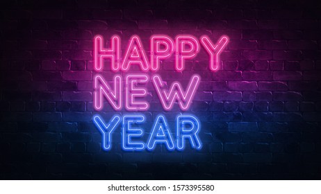 Happy New Year Neon Sign Night Stock Illustration 1573395580 | Shutterstock