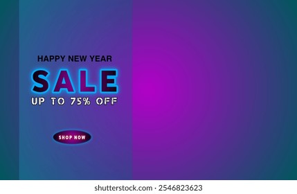 Happy New Year Sale Discount Offer Now. Get 75% up to discount offer this happy new year.  sale discount vector, Illustration card background design. Stock image. royalty-free image.