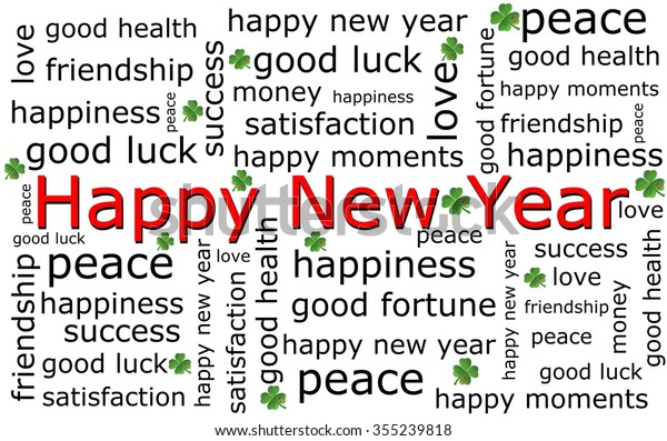 Happy New Year Wordcloud Stock Illustration
